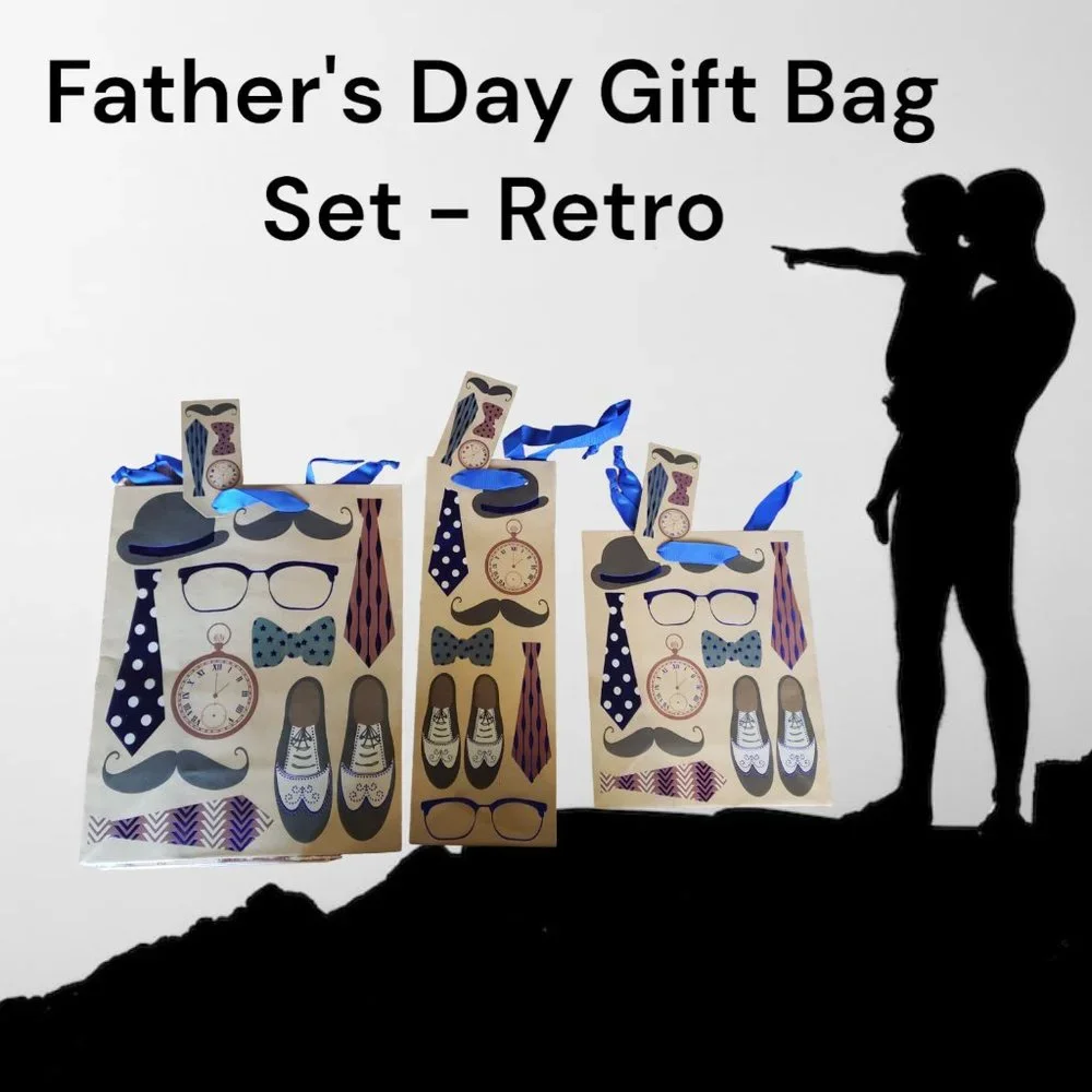 Retro Gift Bags -- Father's Day - Dad's Birthday - Boy Baby Shower - Nos…